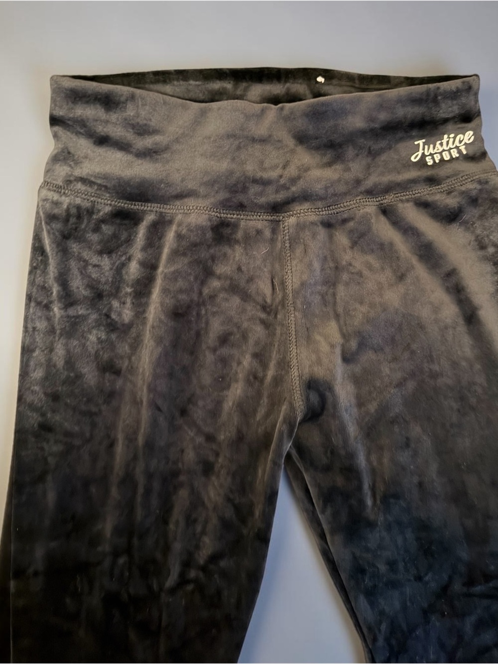 Justice Black Velour High-Waist Leggings Sz L 12/14
